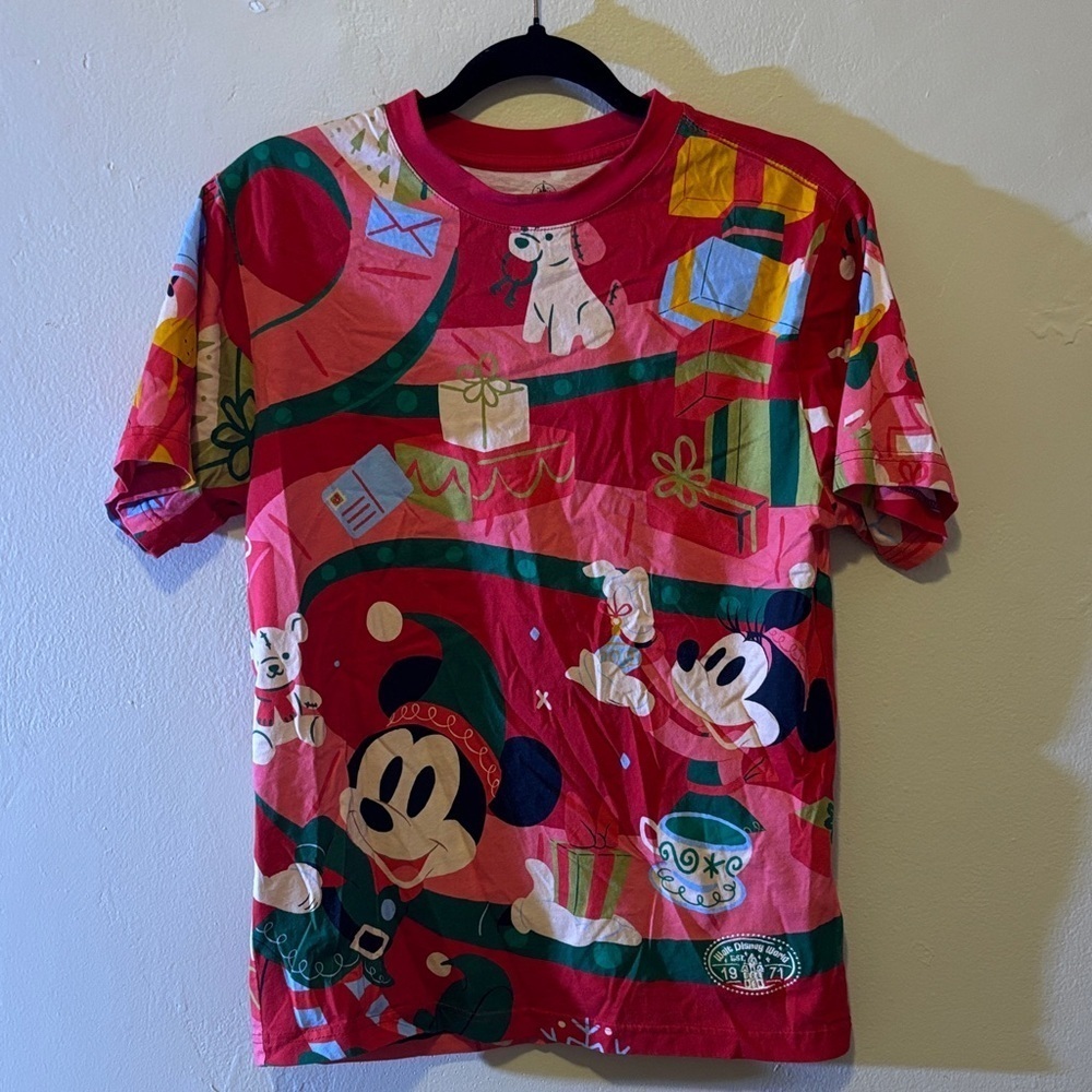 Disney Festive Mickey & Friends Kids T-Shirt - Red and Green